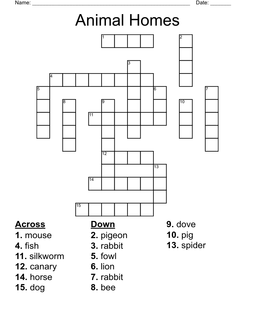 animal house crossword clue