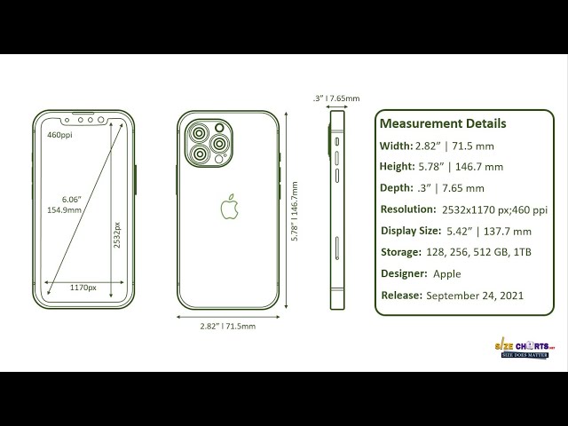 iphone 13 pro max dimensions cm