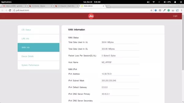 how to check data balance of jiofi