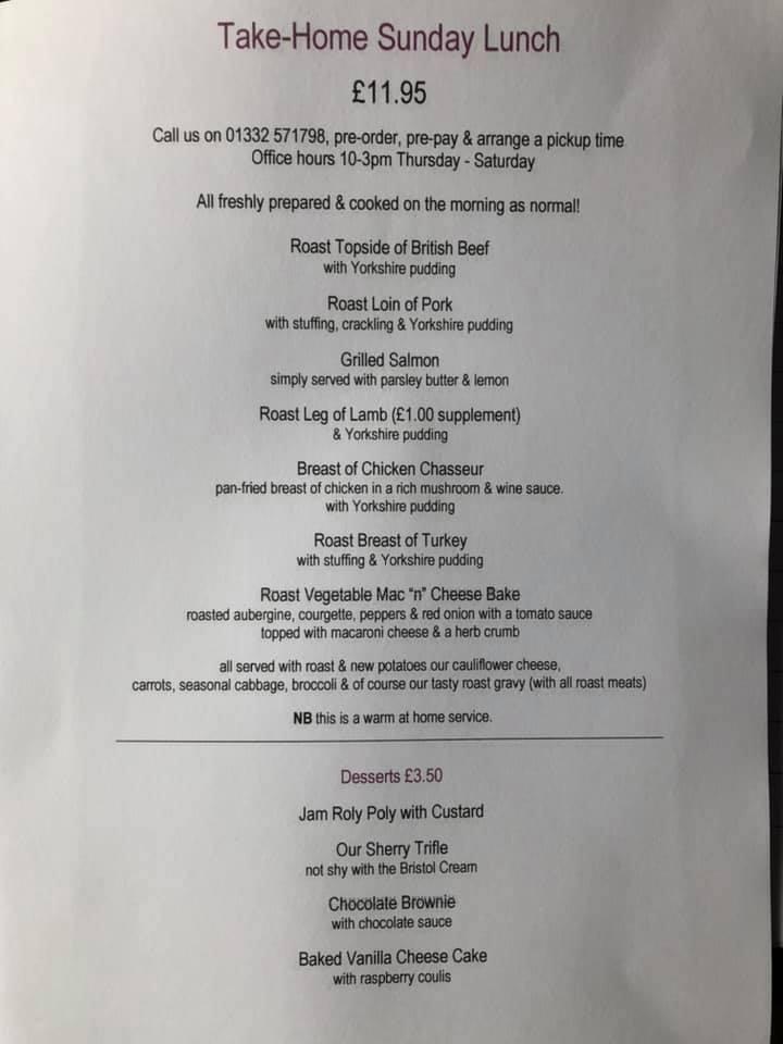 harrington arms menu