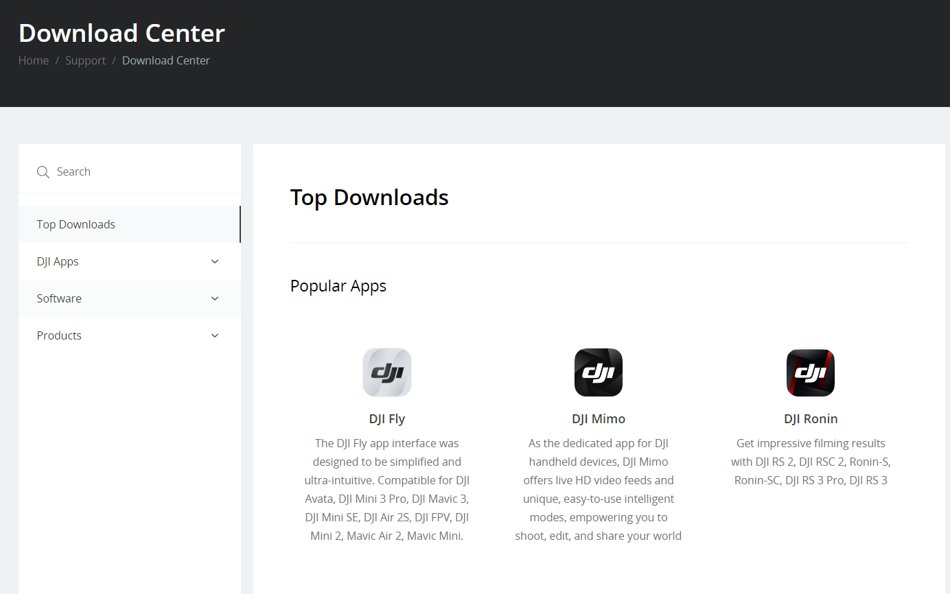 dji download center