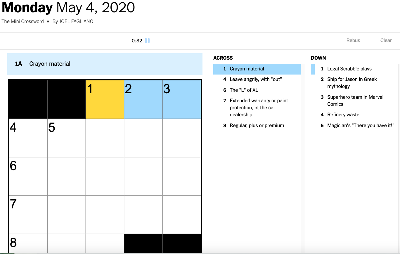 new york times mini crossword puzzle