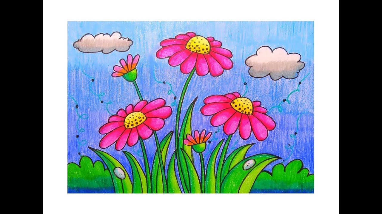 flower scenery drawing