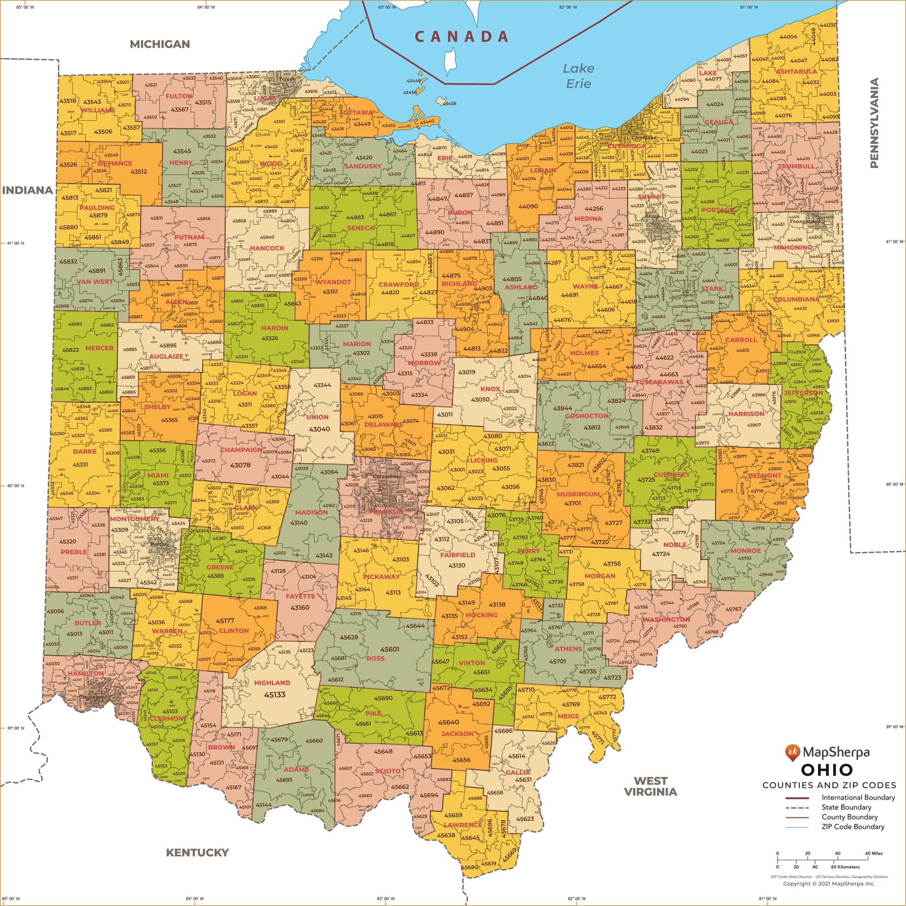 ohio county zip code