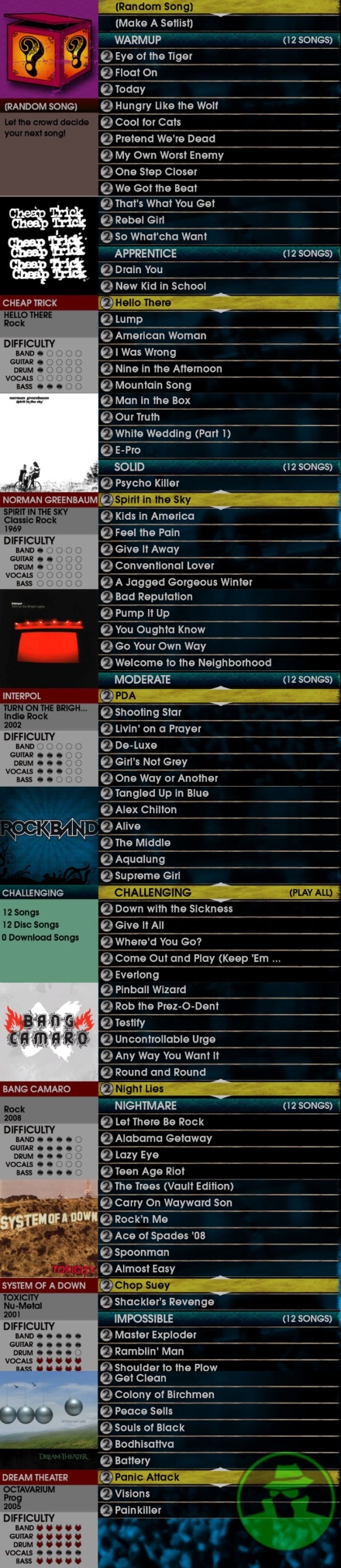 rock band 2 all songs cheat code