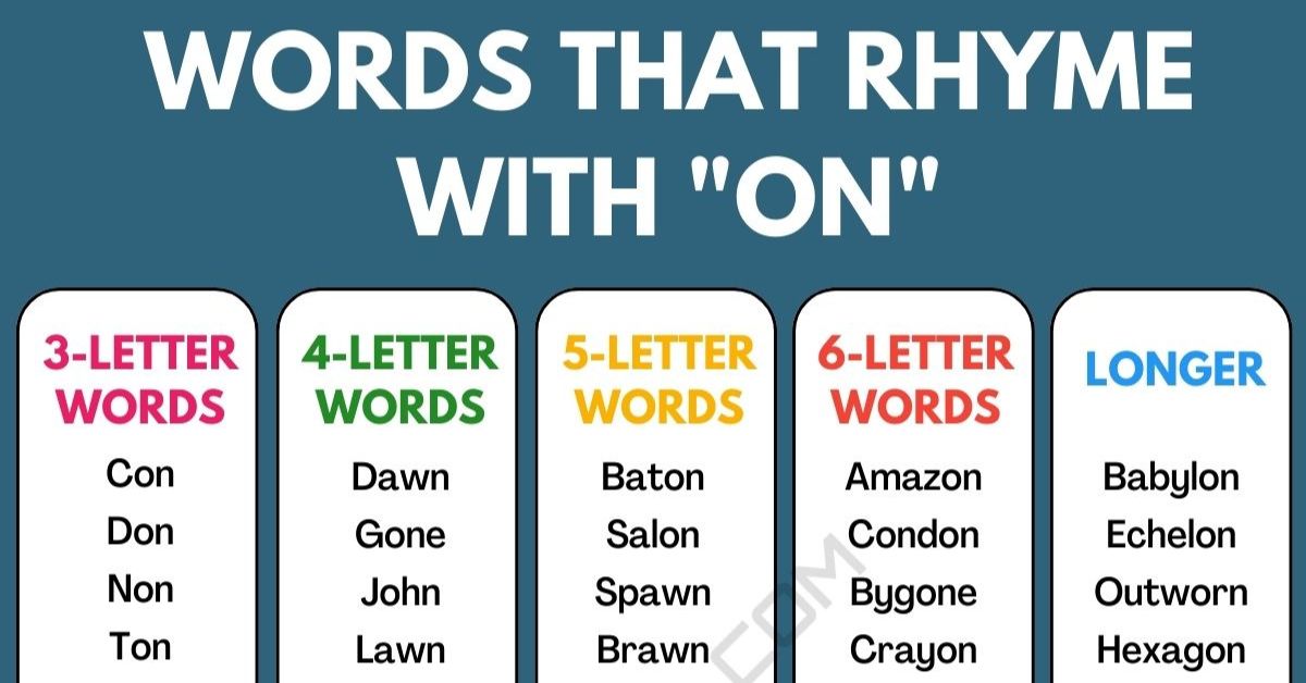 words that ryhme with on