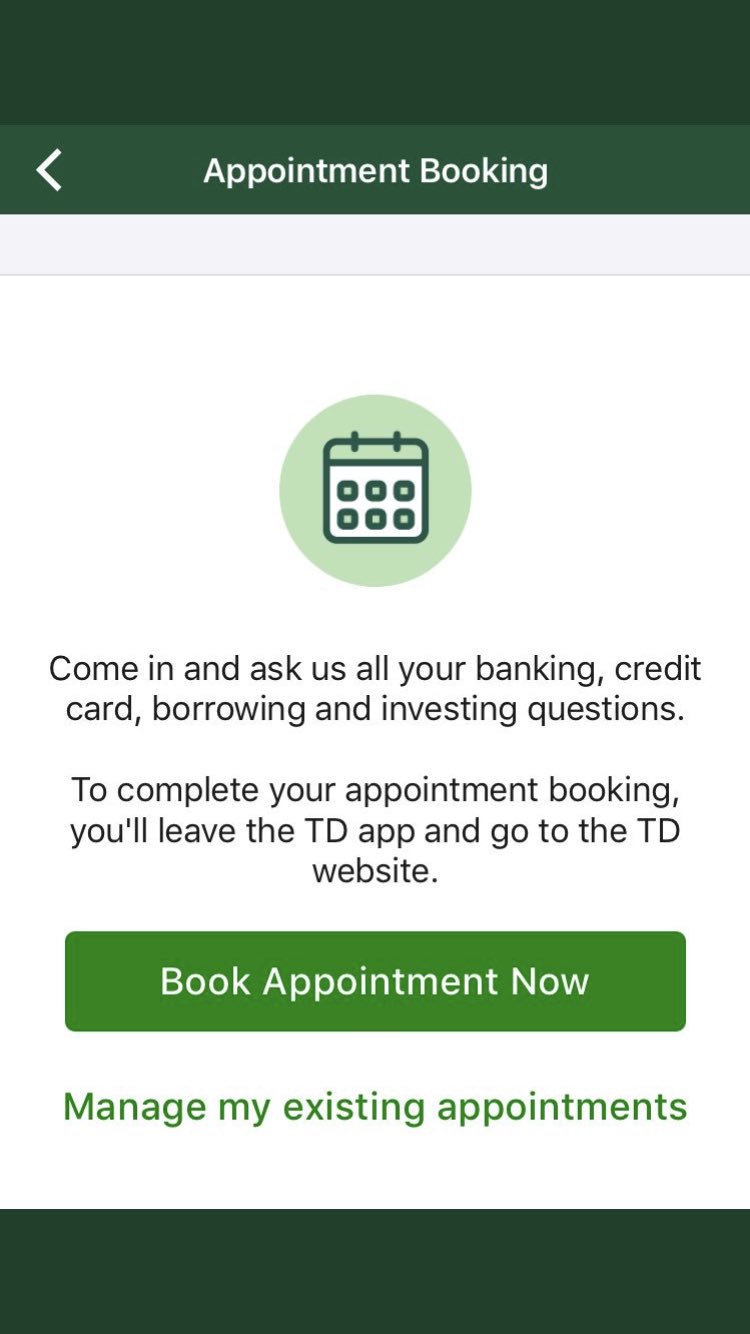 td appointment booking