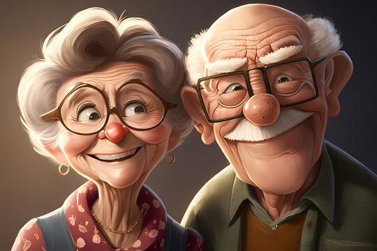 old couple cartoon images