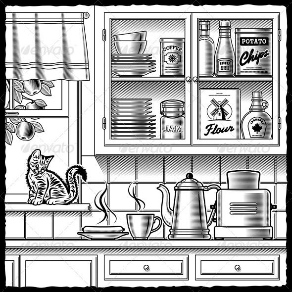 kitchen clip art black and white