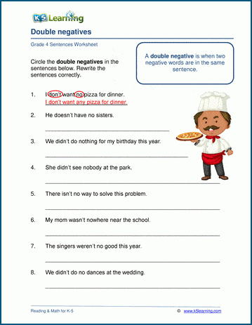 double negatives worksheet 1 answer key