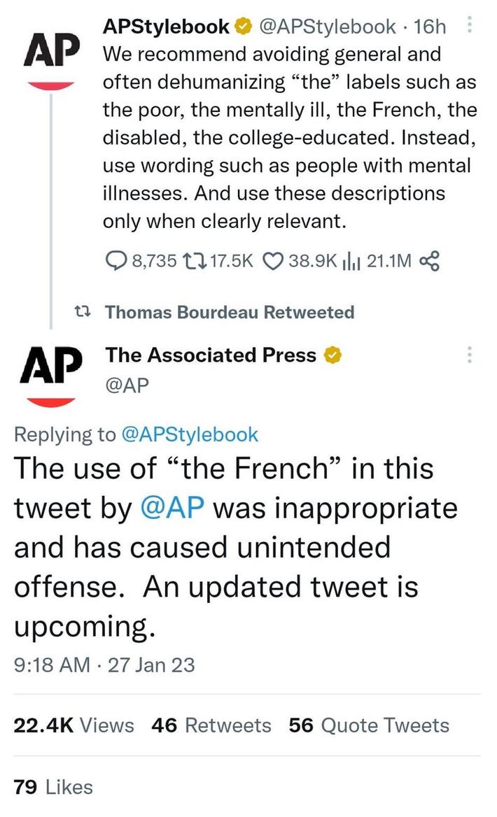 ap deletes the french tweet