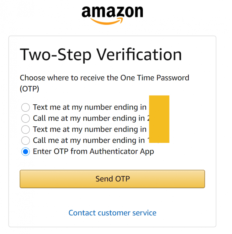 amazon prime one time password