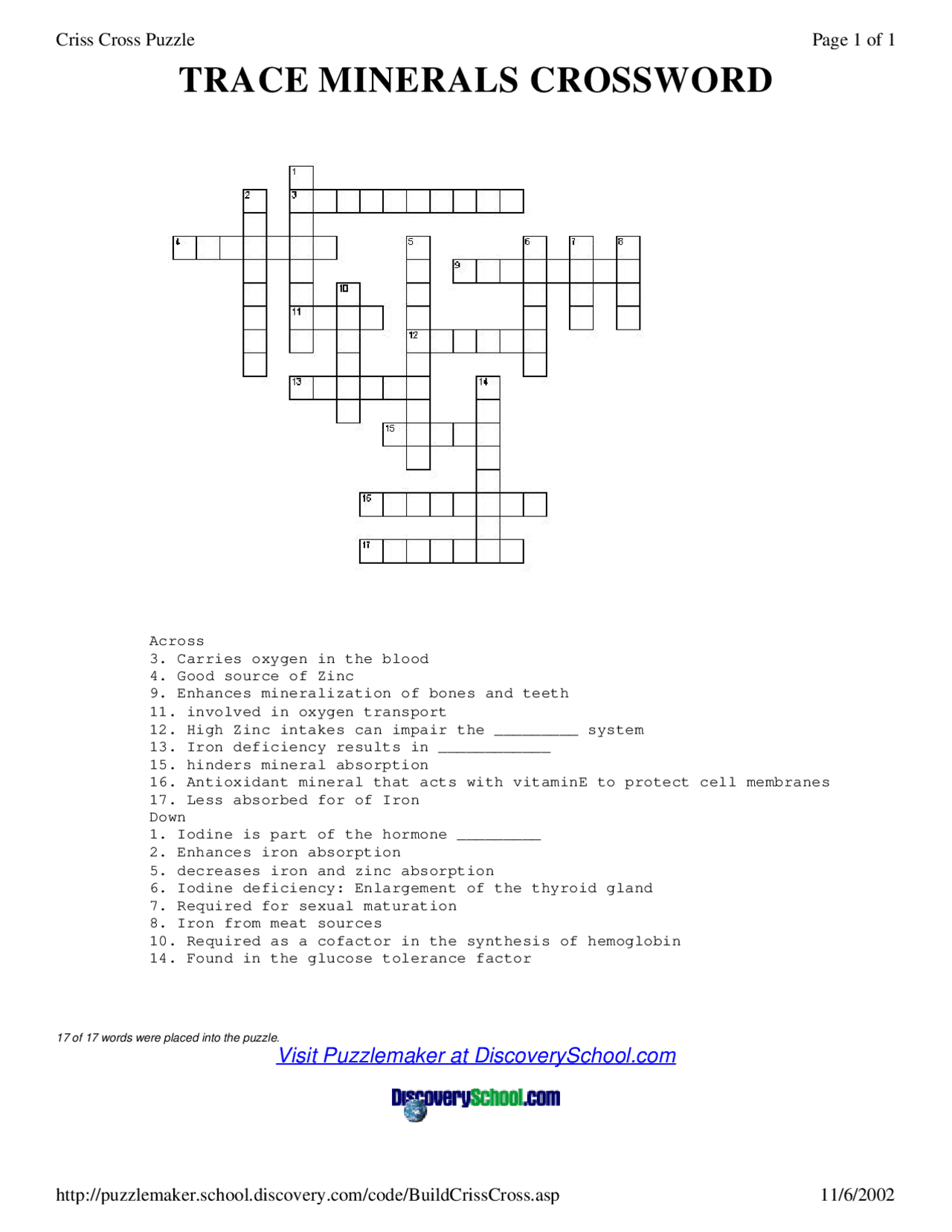 trace crossword