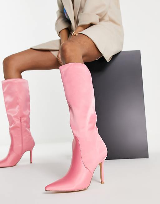 high heels boots pink