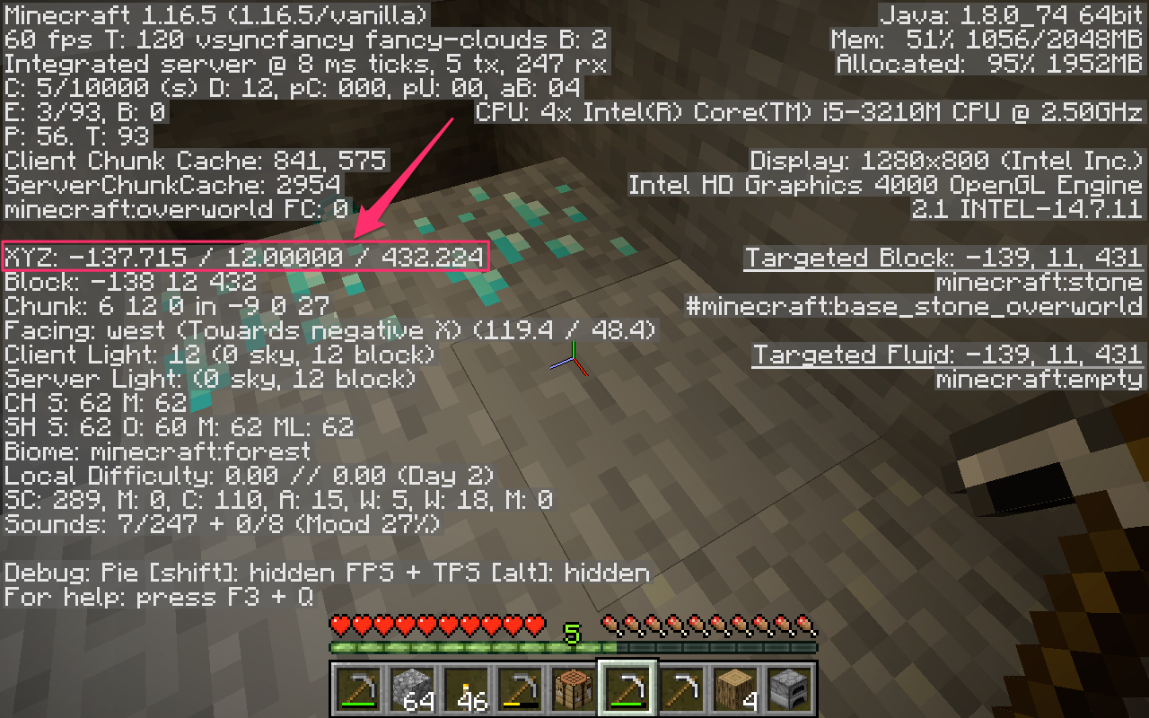 coordinates for diamonds in minecraft