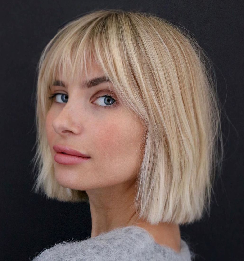 layered bob with bangs