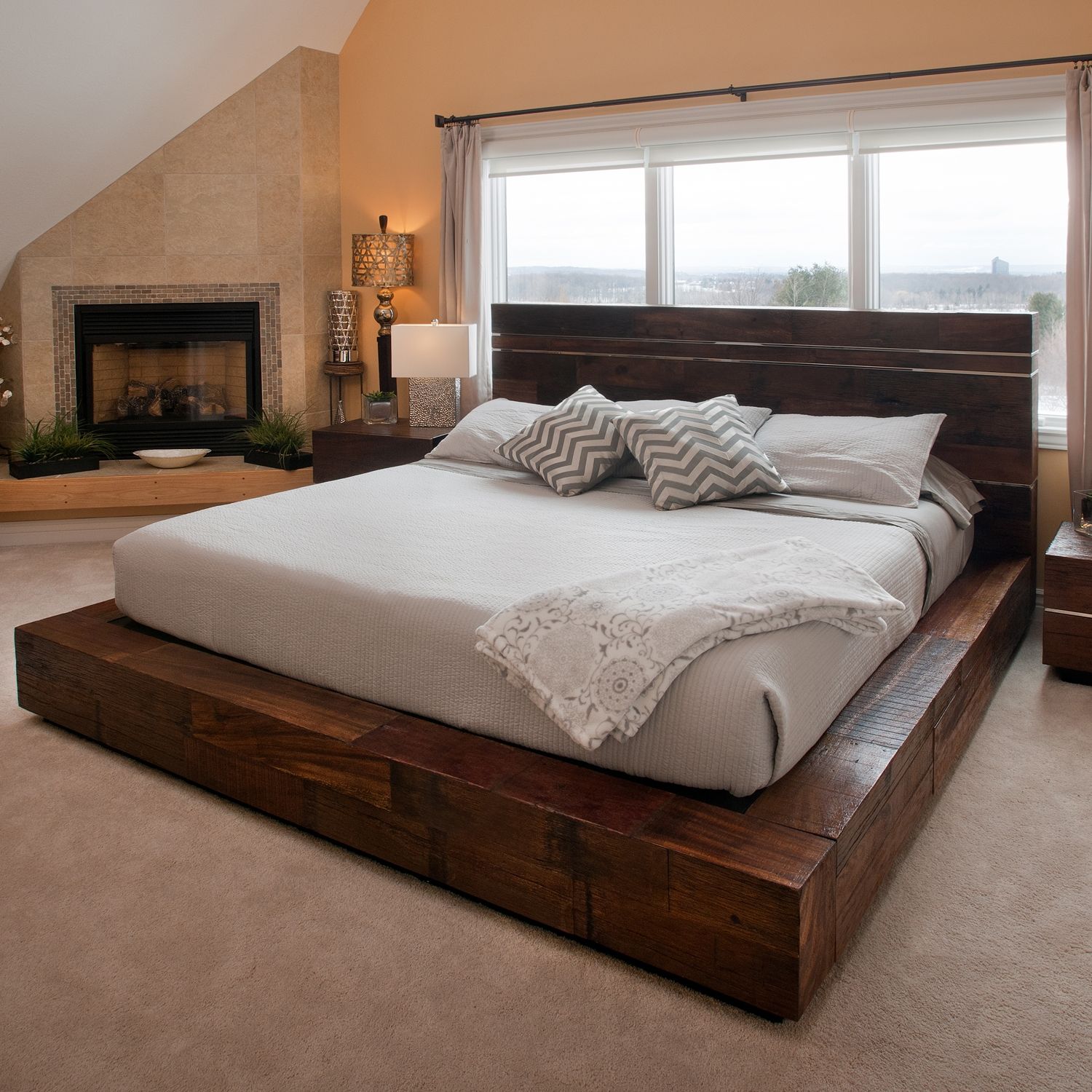 wood platform bed