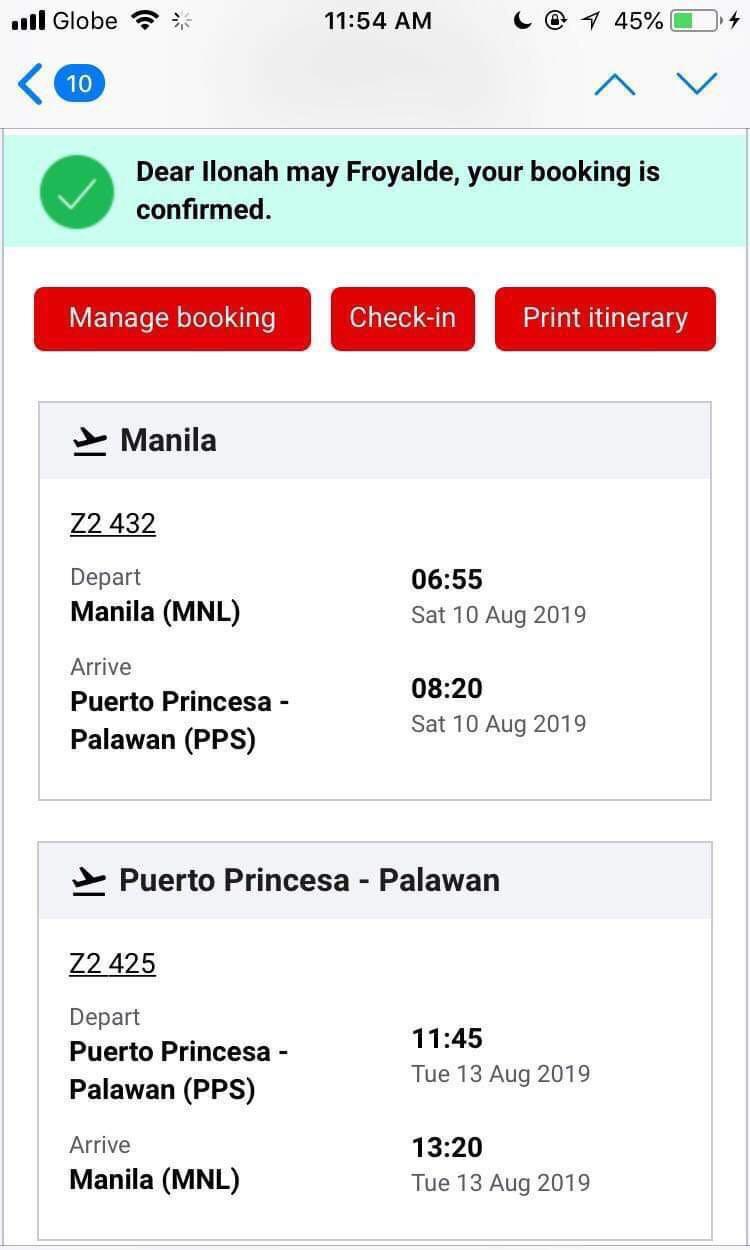 plane ticket to palawan