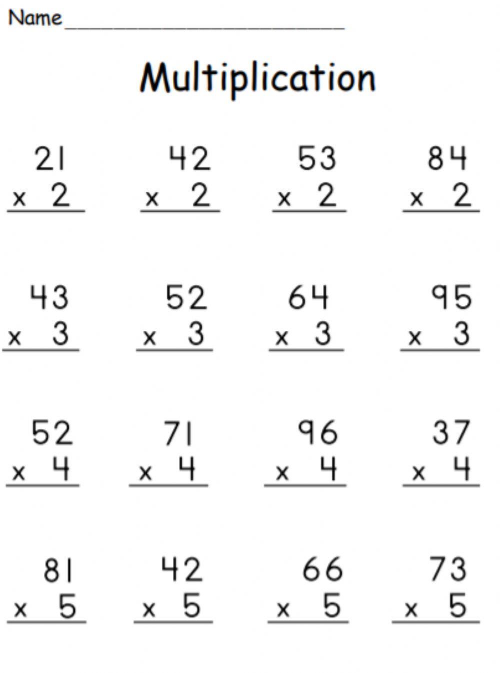 2 digit by 1 digit multiplication worksheets