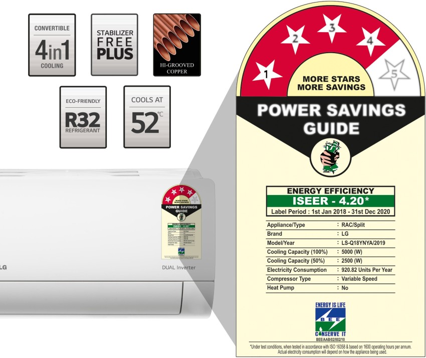 lg dual inverter ac power consumption per hour