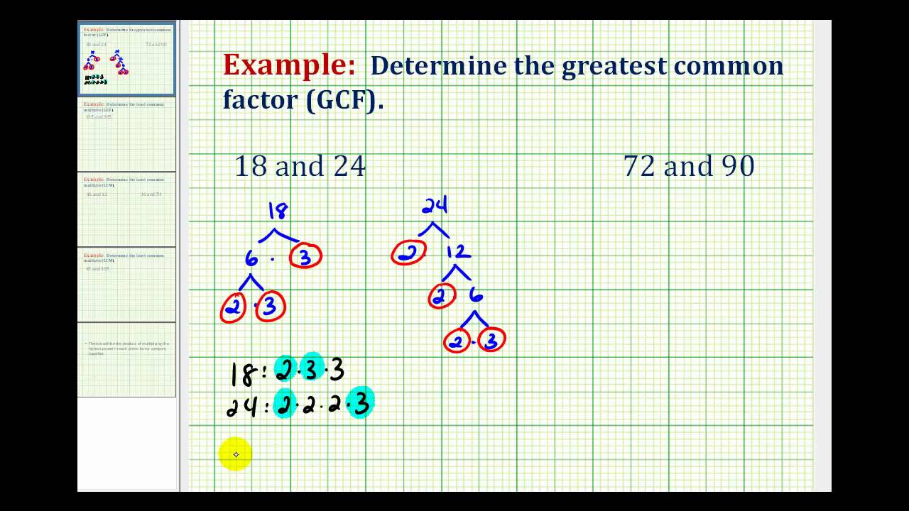 greatest common factor of 72 and 90