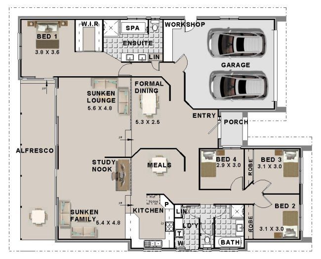 4 bedroom split floor plan