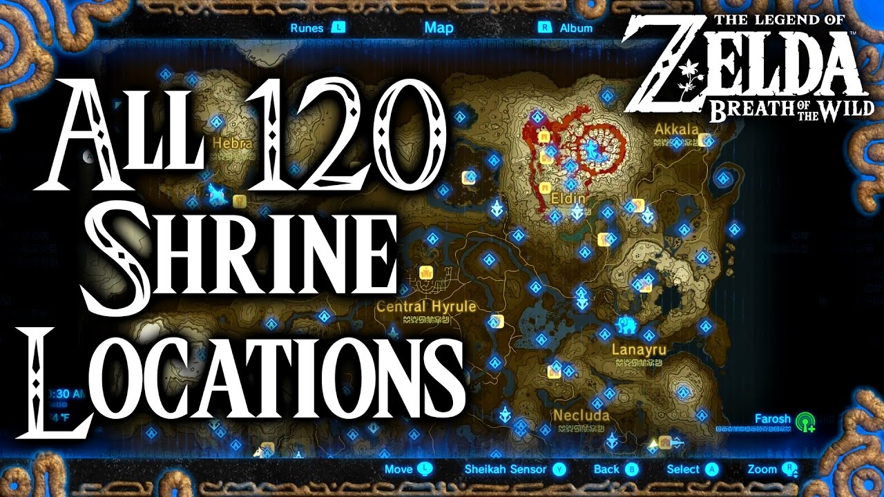 zelda breath of wild all shrine locations