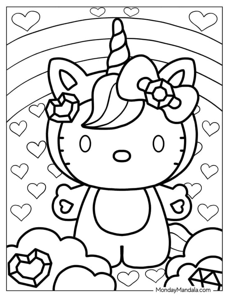 kitty colouring pages