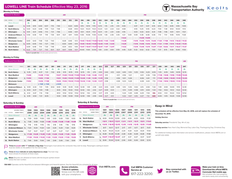 lowell train line schedule