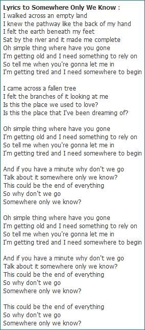 keane somewhere only we know lyrics