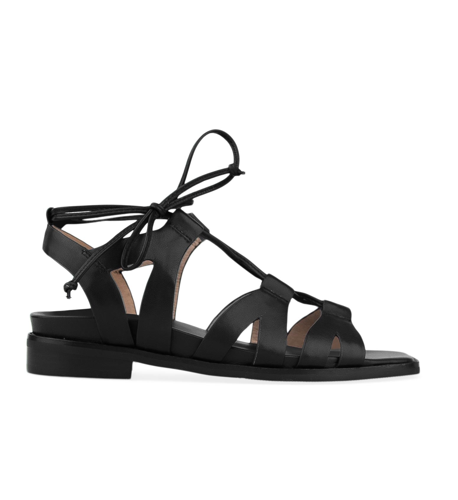 black gladiator flat sandals