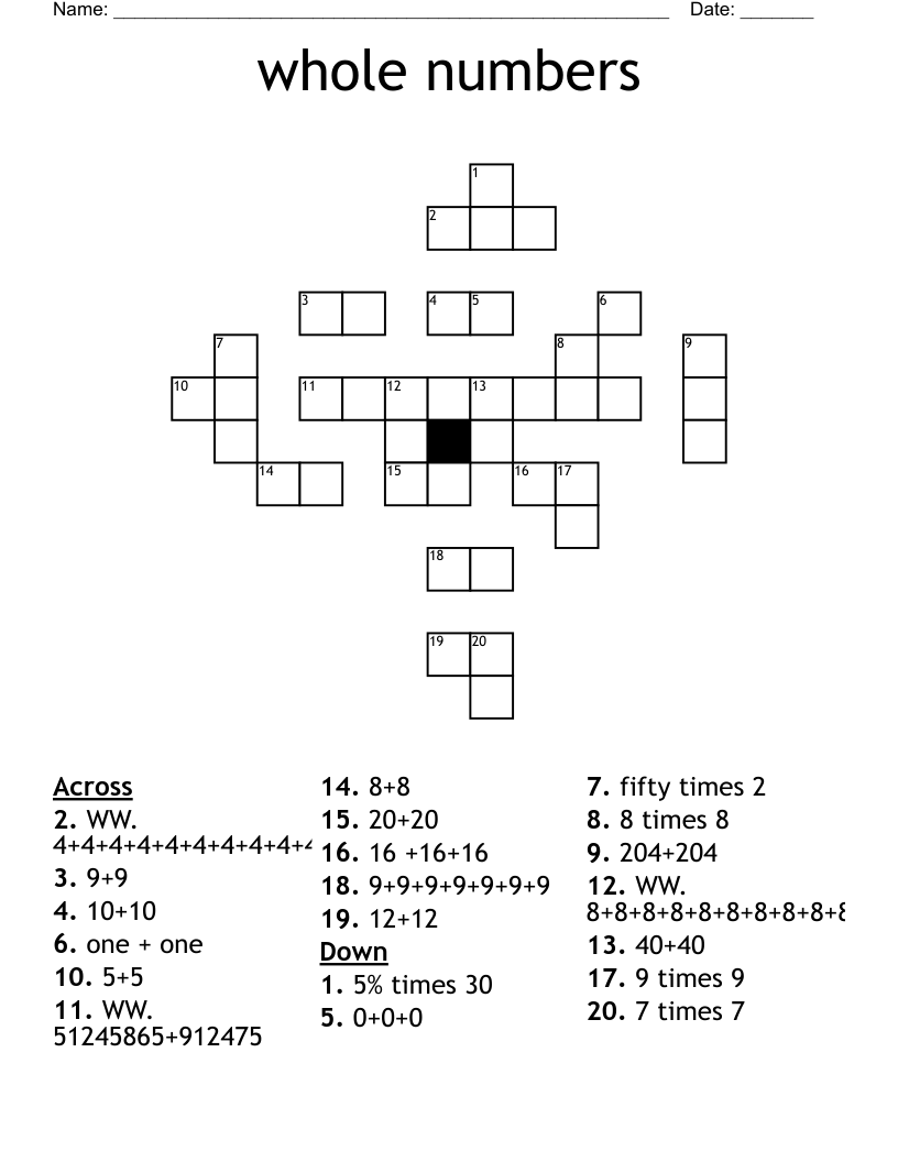 whole number crossword clue