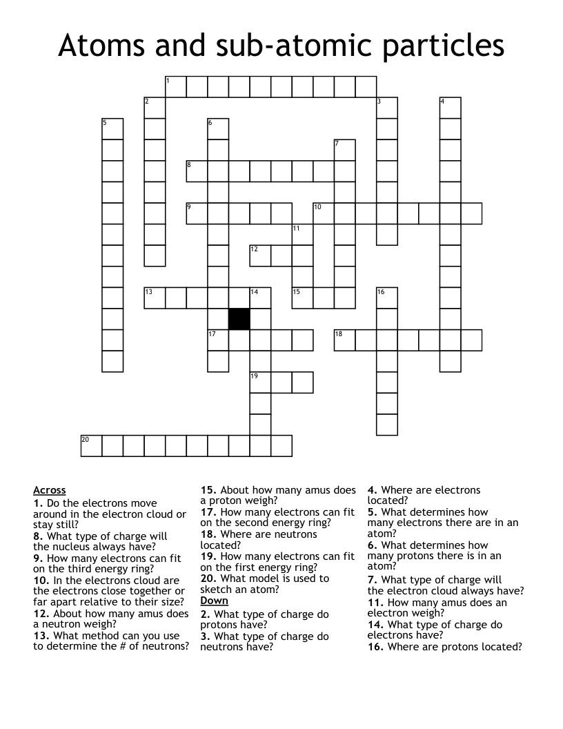 subatomic particle crossword puzzle