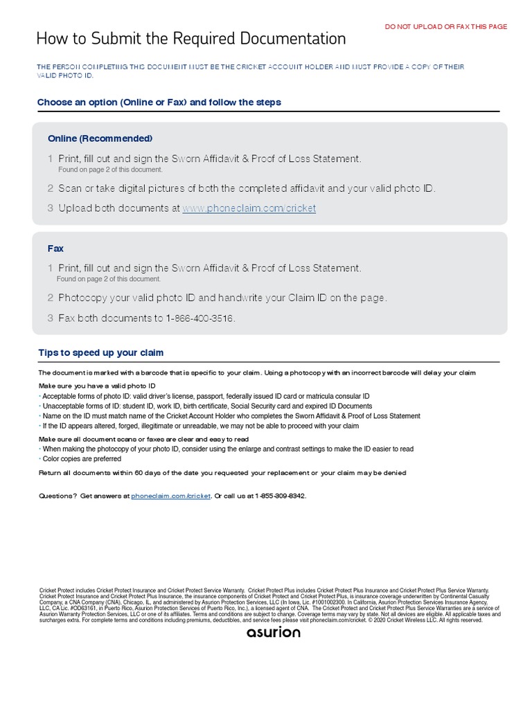 cricket warranty claim form