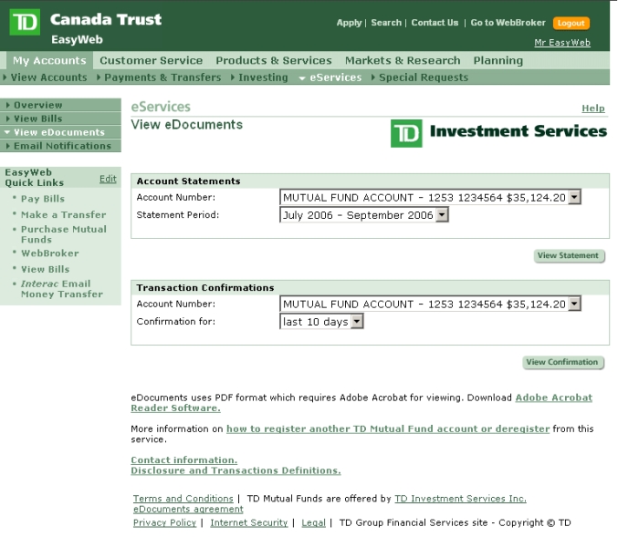 td canada trust easyweb login