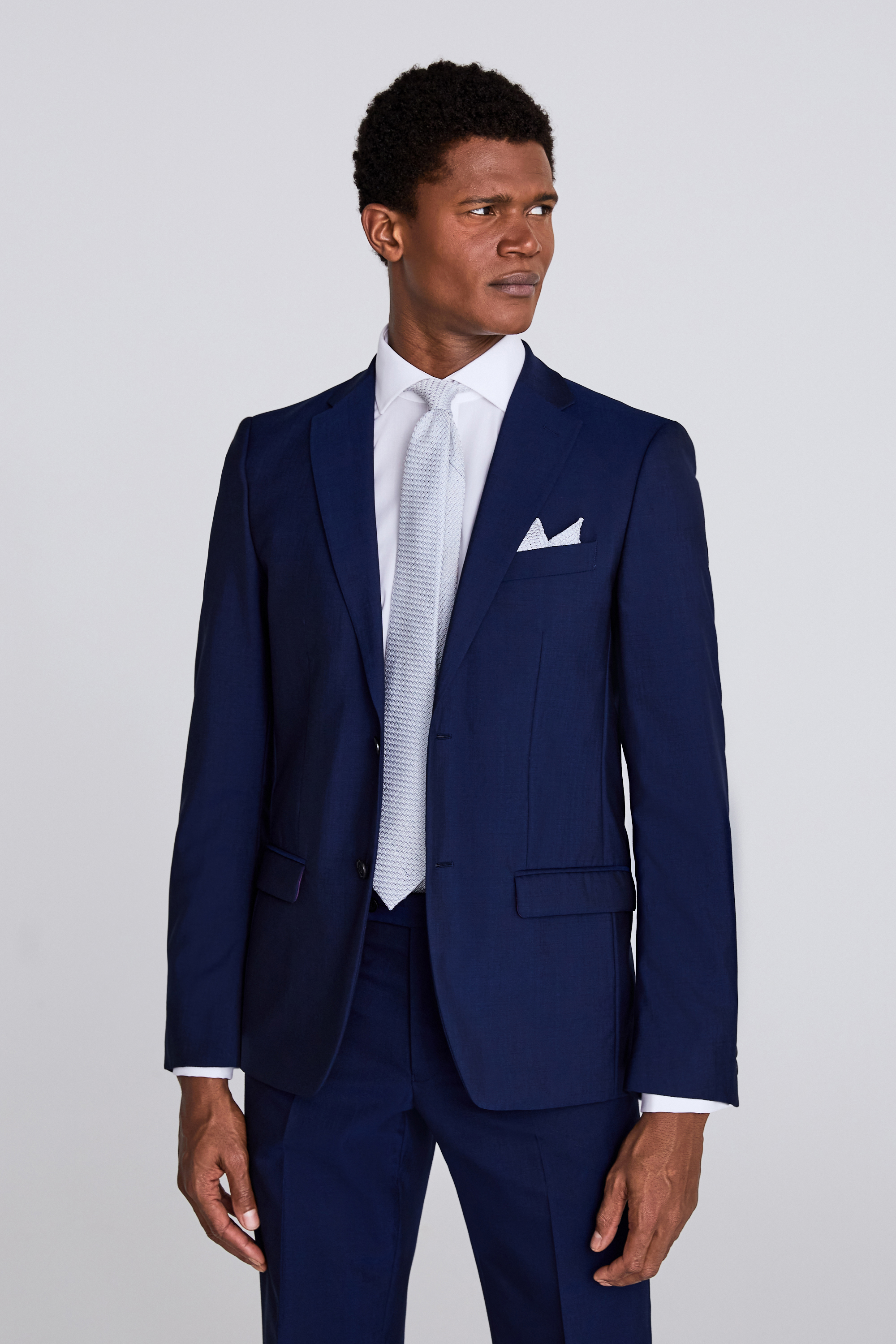 moss bros blue check suit