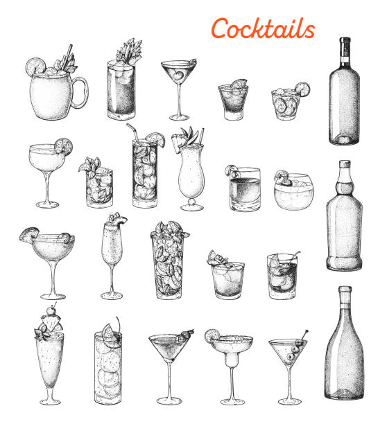 drawings of cocktails