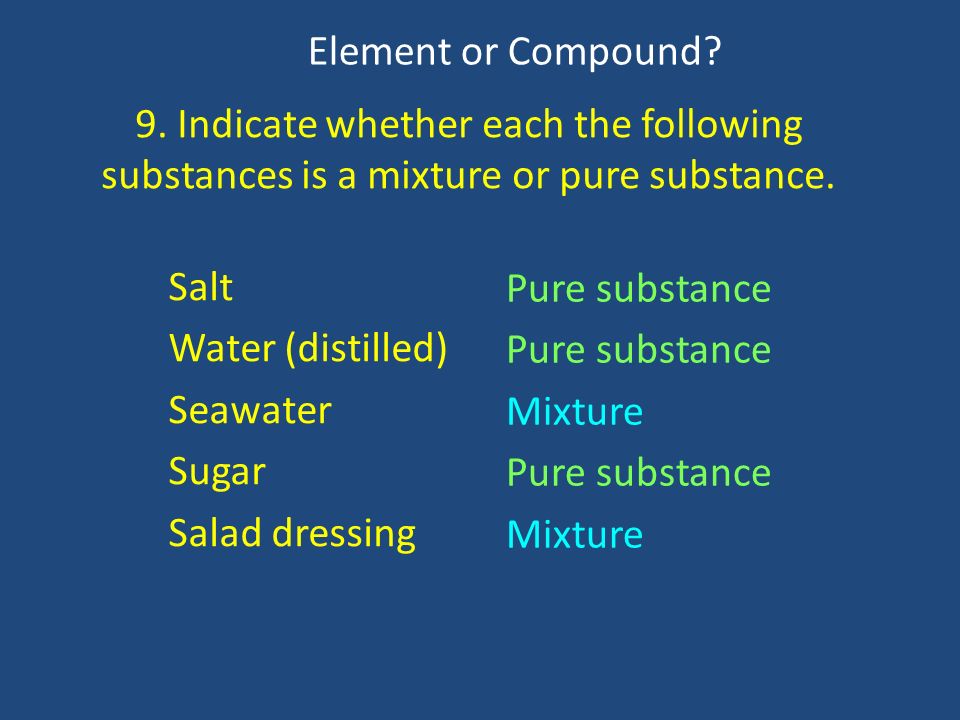 seawater mixture or pure substance