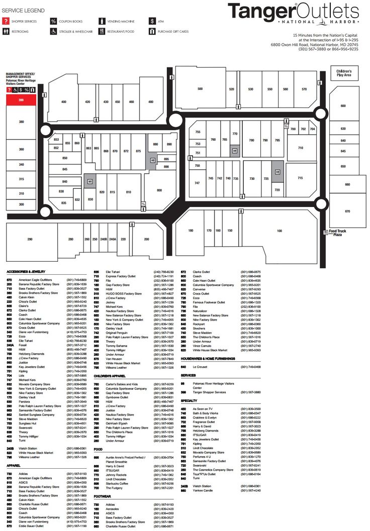 washington tanger outlets map