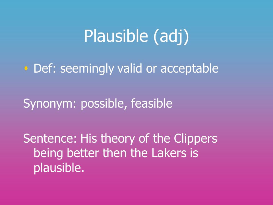 plausible synonym