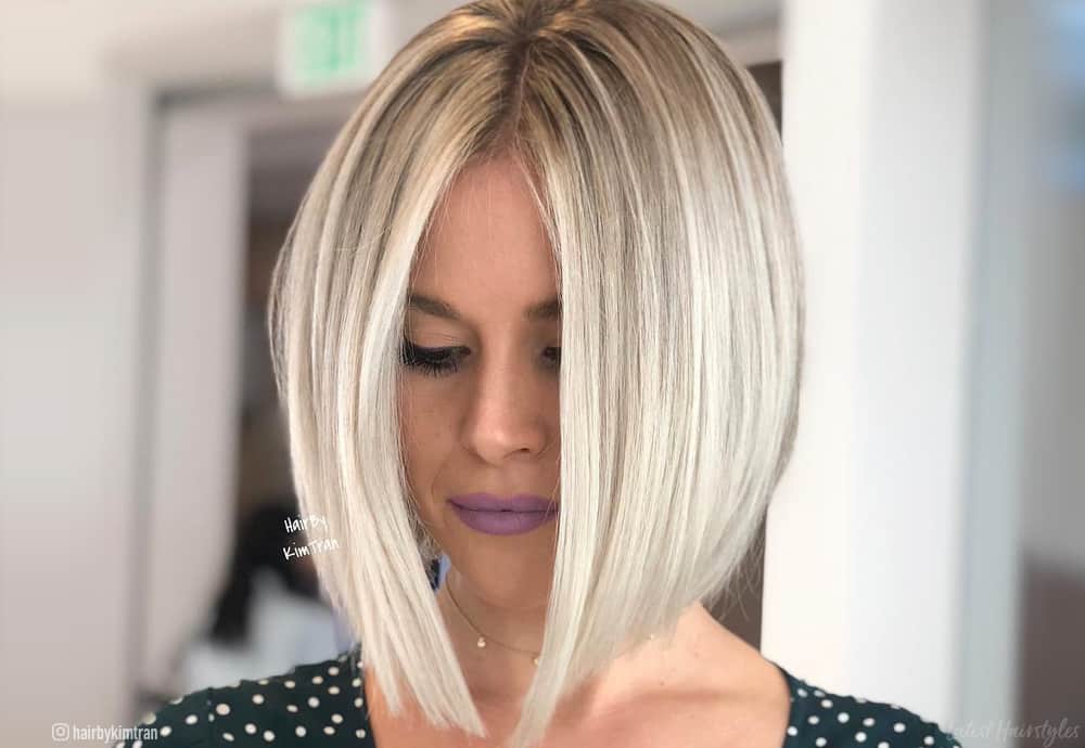 bob haircut blonde highlights