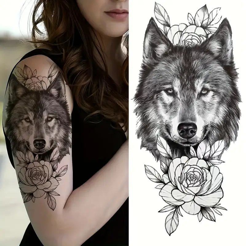 tatuajes de lobo para mujer en la pierna