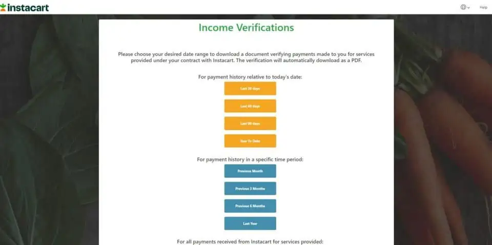 shoppers.instacart/income verifications