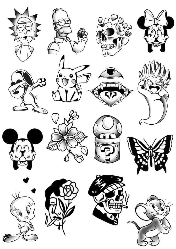 easy cartoon tattoos