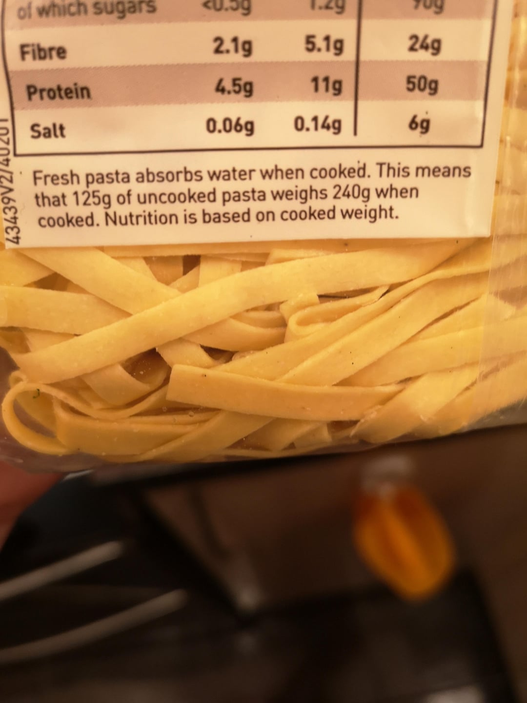 100g dried pasta cooked weight