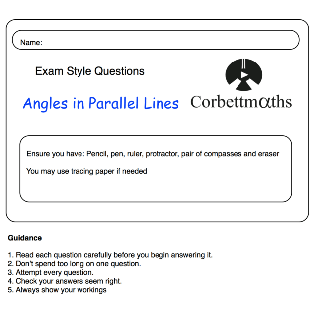 angles in parallel lines corbett maths