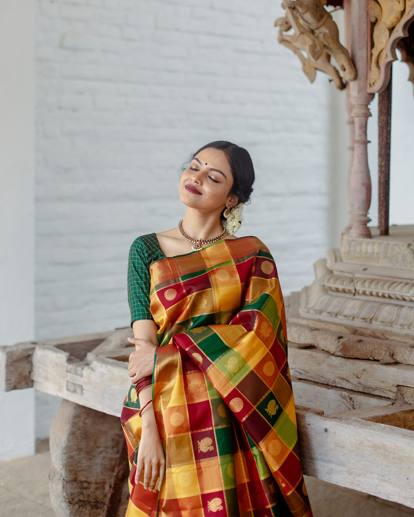 checked sarees online