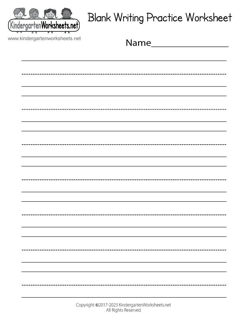 blank writing sheets for kindergarten