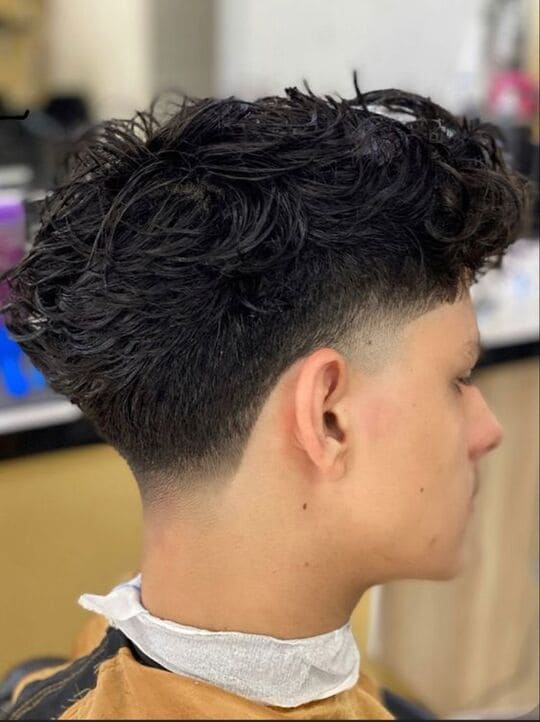 short curly hair burst fade