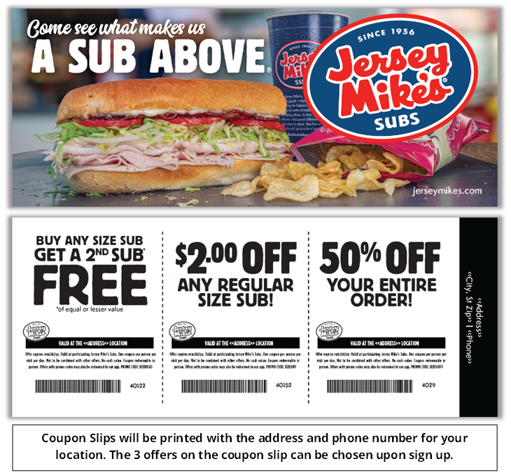 jersey mikes free sub code